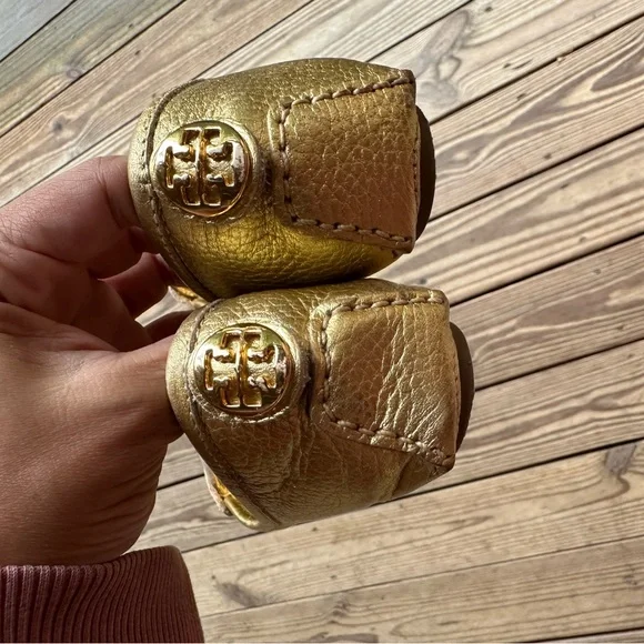 Tory Burch Metallic Gold Tassel Loafers - Picture 3 of 4